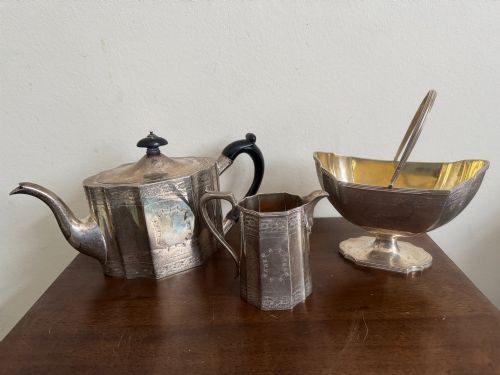 VICTORIAN SCOTTISH STERLING SILVER TEA SET GLASGOW RAIT CIRCA 1879