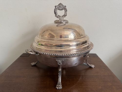 GEORGE III STERLING SILVER SUPPER DISH COVER LAMPSTAND LONDON 1818 - ADDITIONAL PHOTO 7
