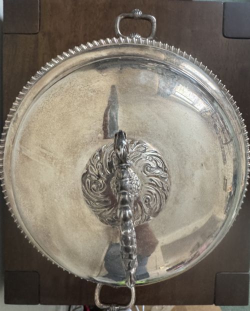 GEORGE III STERLING SILVER SUPPER DISH COVER LAMPSTAND LONDON 1818 - ADDITIONAL PHOTO 8