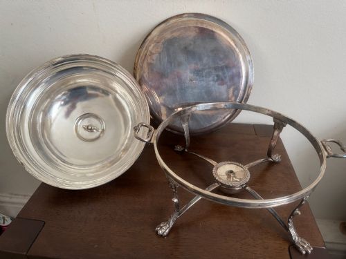 GEORGE III STERLING SILVER SUPPER DISH COVER LAMPSTAND LONDON 1818 - ADDITIONAL PHOTO 10