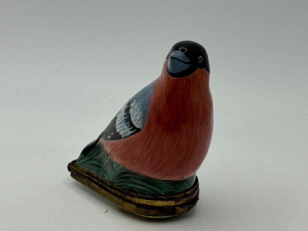 18TH CENTURY SOUTH STAFFORDSHIRE BILSTON ENAMEL BIRD PATCH BOX View II