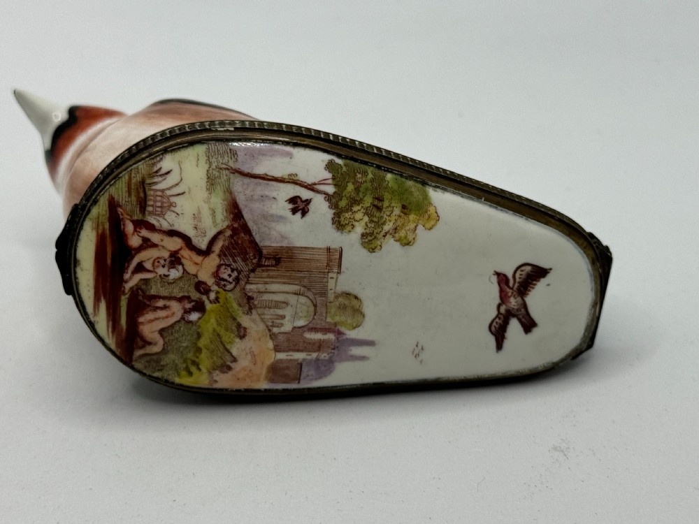 18TH CENTURY SOUTH STAFFORDSHIRE BILSTON ENAMEL BIRD PATCH BOX View X