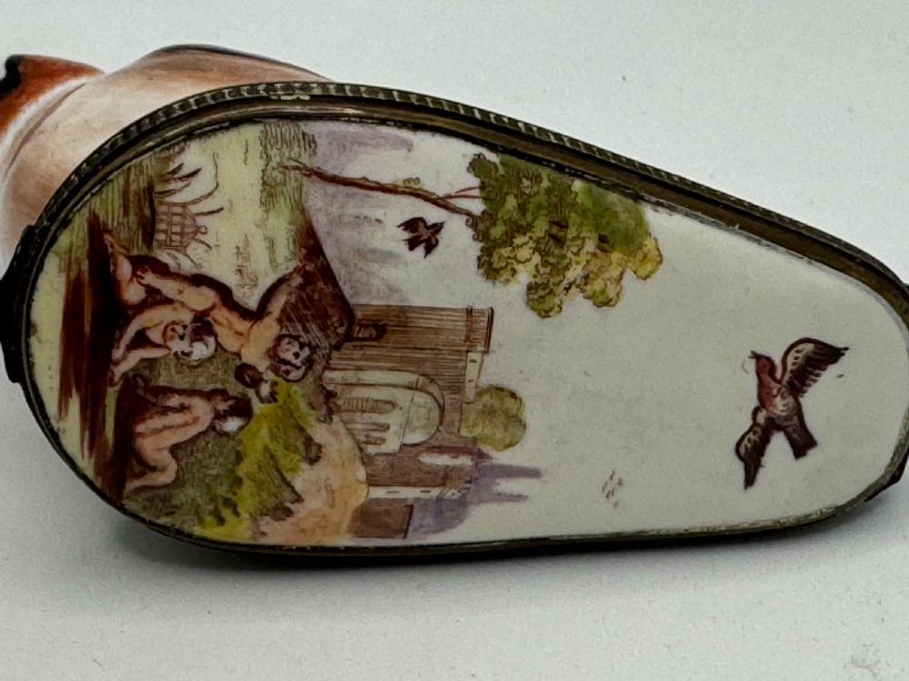 18TH CENTURY SOUTH STAFFORDSHIRE BILSTON ENAMEL BIRD PATCH BOX View XI
