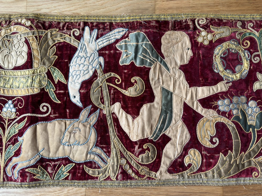 19th Century Silk & Velvet Panel View II