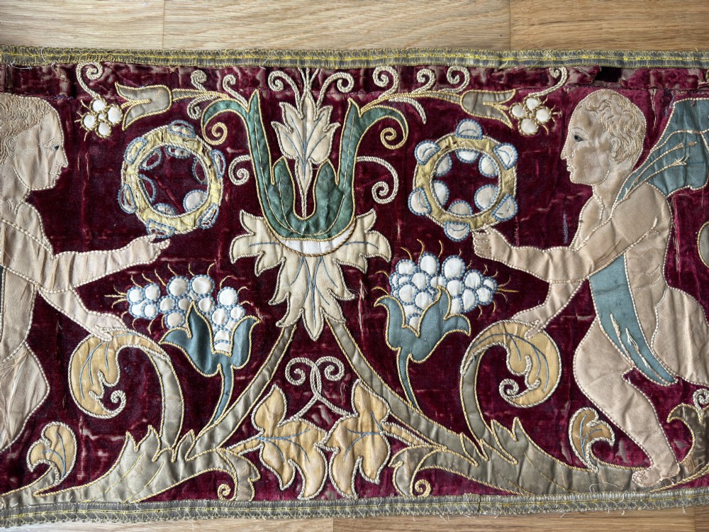 19th Century Silk & Velvet Panel View III