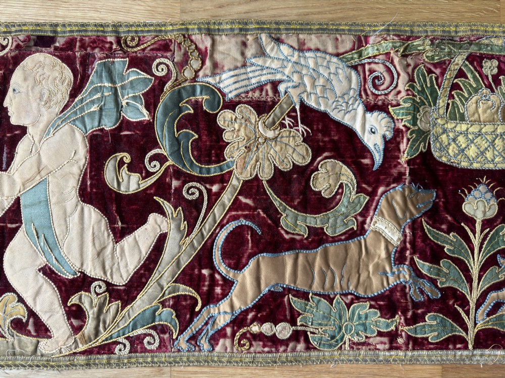 19th Century Silk & Velvet Panel View IV