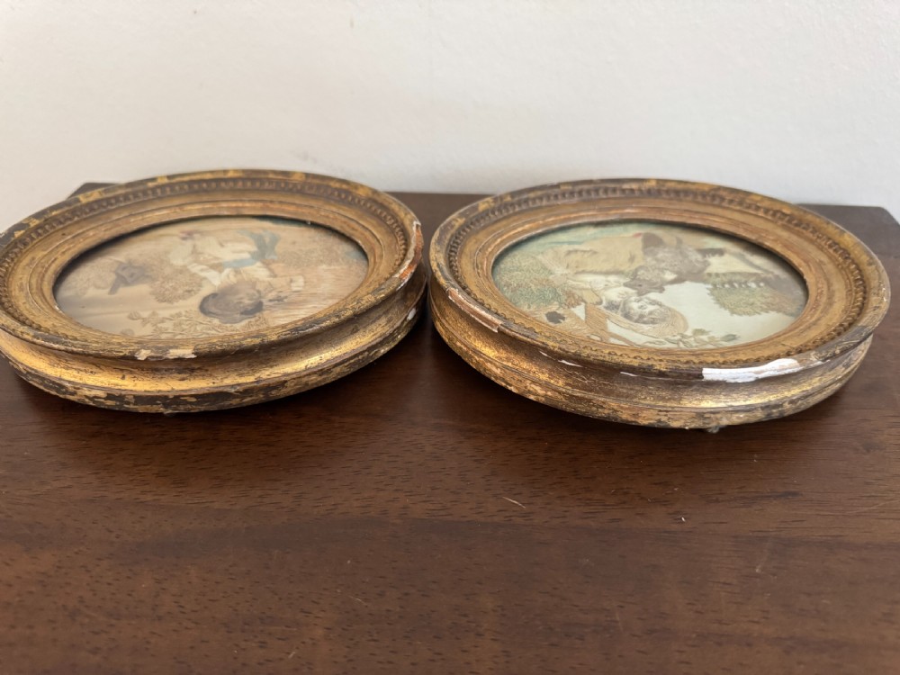 Pair of Georgian Silk Handstitched Oval Panels View VII