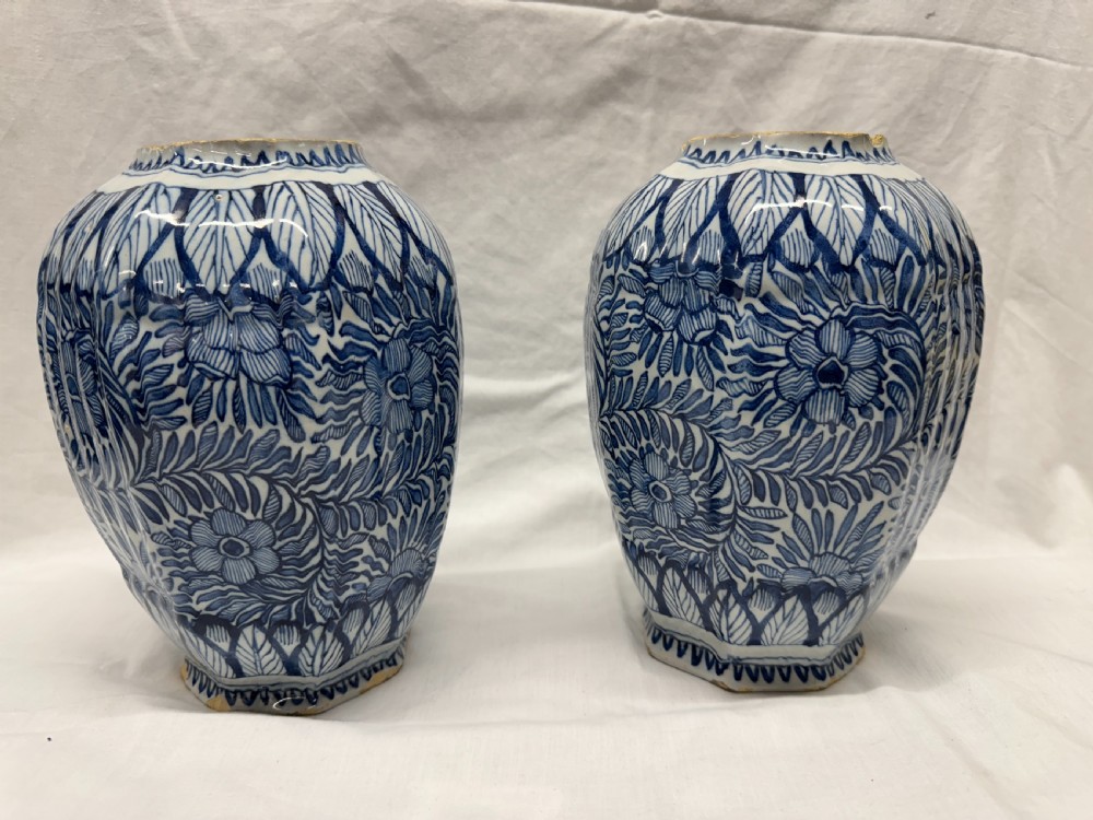 Pair of 18th Century Delft Bulb Jars
