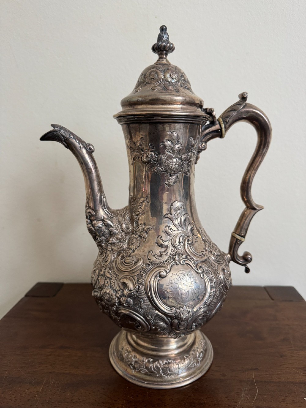 George III Armorial Silver Coffee Pot, London 1777 View III