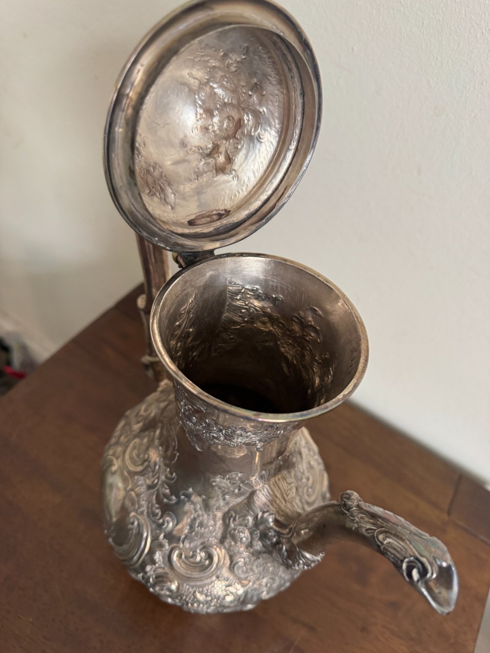 George III Armorial Silver Coffee Pot, London 1777 View V
