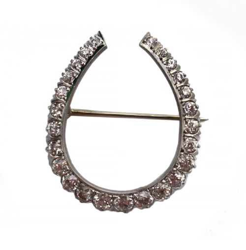 Fine Platinum Diamond Horseshoe Brooch c.1925