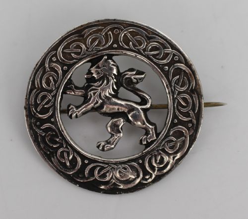Vintage Robert Allison Brooch Sterling Silver Celtic Rampant Lion Glasgow 1948