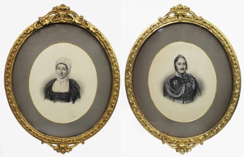Pair of Mid 19th c. Oval Drawings by C.Reimann