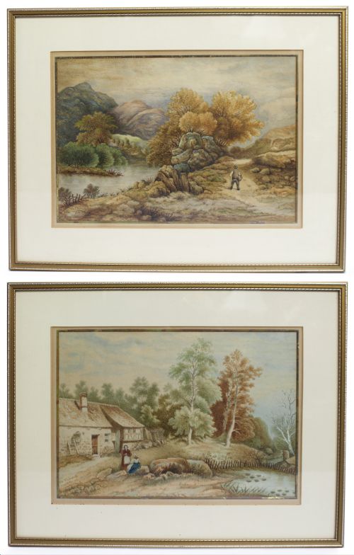 Pair of 19th c. Watercolours by Th.Thibault 1891
