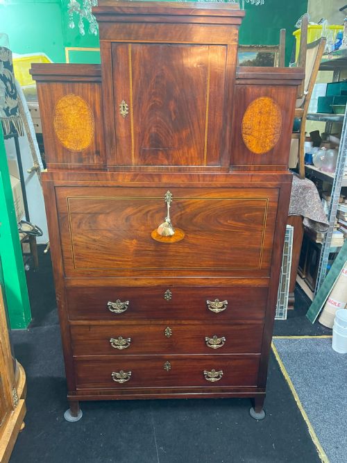 Antique Mahogany & Satinwood Secretaire