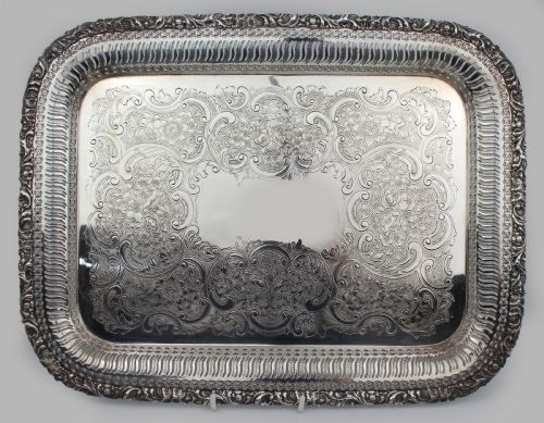 quality ornate silverplated tray ep on copper early 20th century - CATEGORY: ANTIQUE SILVER - DATED 1900