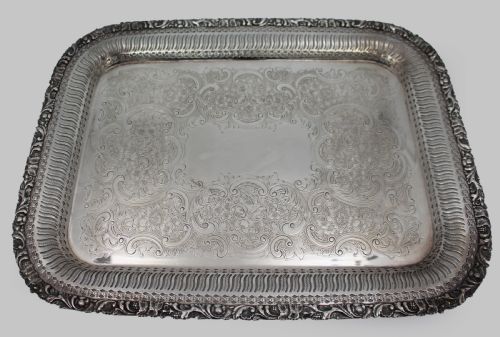 QUALITY ORNATE SILVERPLATED TRAY EP ON COPPER EARLY 20TH CENTURY - ADDITIONAL PHOTO 1