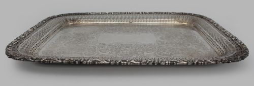 QUALITY ORNATE SILVERPLATED TRAY EP ON COPPER EARLY 20TH CENTURY - ADDITIONAL PHOTO 2