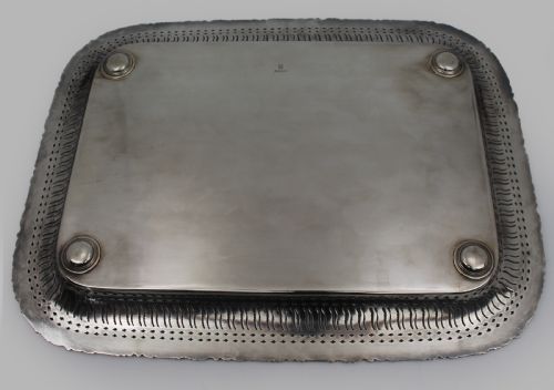 QUALITY ORNATE SILVERPLATED TRAY EP ON COPPER EARLY 20TH CENTURY - ADDITIONAL PHOTO 3