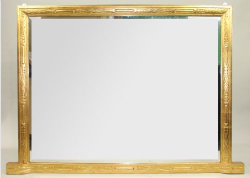 ANTIQUE GILT CARVED WOOD OVERMANTLE MIRROR