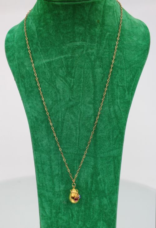 ANTIQUE GOLD EGG PENDANT NECKLACE WITH RUBY AND SAPPHIRE RUSSIAN SCHOOL C18801900 - ADDITIONAL PHOTO 2