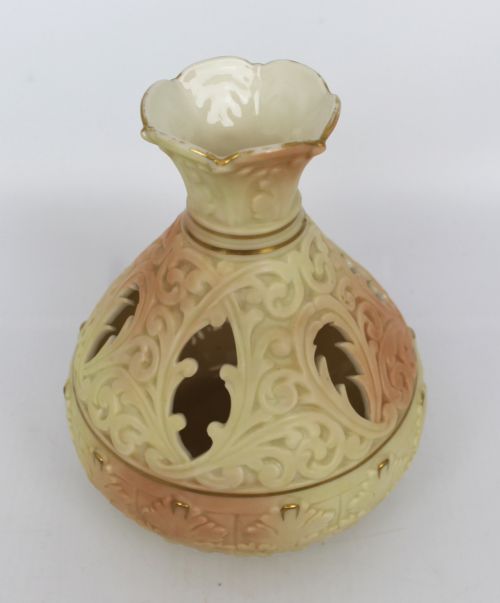 LOCKE CO WORCESTER BLUSH IVORY POT POURRI VASE C1900 - ADDITIONAL PHOTO 2