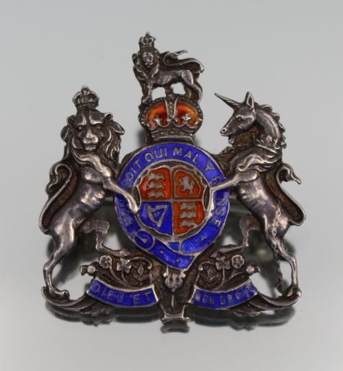antique silver enamel royal coat of arms brooch early 20th century - CATEGORY: ANTIQUE JEWELLERY - DATED 1900