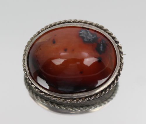vintage silver carnelian brooch - CATEGORY: ANTIQUE JEWELLERY - DATED 1920