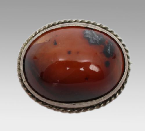 VINTAGE SILVER CARNELIAN BROOCH - ADDITIONAL PHOTO 2