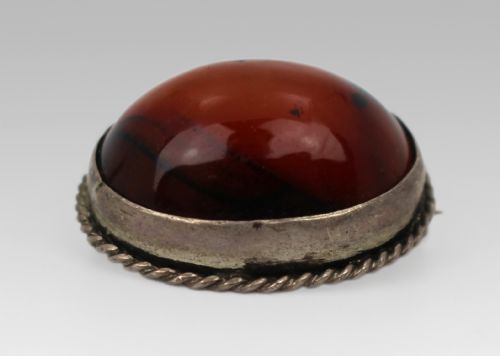 VINTAGE SILVER CARNELIAN BROOCH - ADDITIONAL PHOTO 3