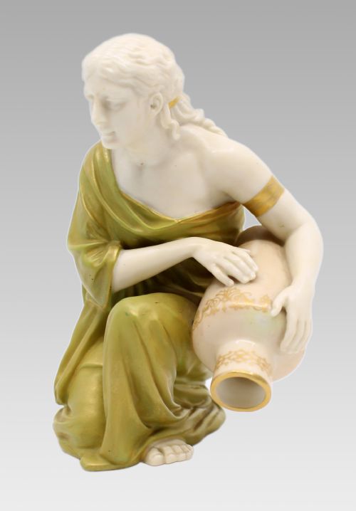 ROYAL WORCESTER PORCELAIN FIGURE KNEELING WATER CARRIER BY JAMES HADLEY C1910 - ADDITIONAL PHOTO 2