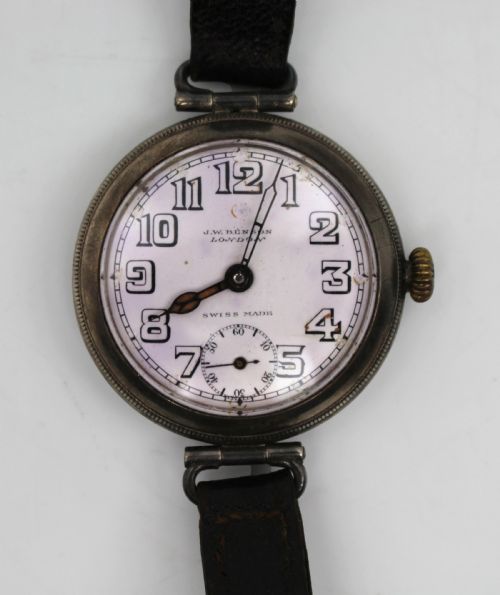 ANTIQUE SILVER JW BENSON TRENCH WRISTWATCH LONDON 1915 - ADDITIONAL PHOTO 2