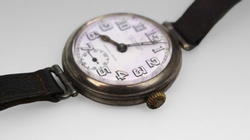 ANTIQUE SILVER JW BENSON TRENCH WRISTWATCH LONDON 1915 - ADDITIONAL PHOTO 3
