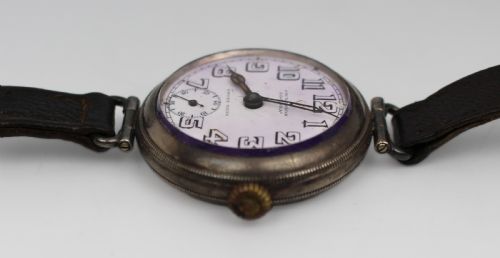 ANTIQUE SILVER JW BENSON TRENCH WRISTWATCH LONDON 1915 - ADDITIONAL PHOTO 4