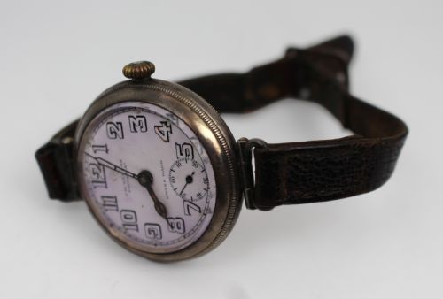 ANTIQUE SILVER JW BENSON TRENCH WRISTWATCH LONDON 1915 - ADDITIONAL PHOTO 10