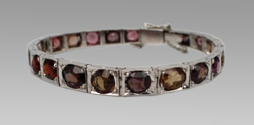 ANTIQUE RUSSIAN GARNET TOURMALINE ENGRAVED SILVER BRACELET C1890 - ADDITIONAL PHOTO 1