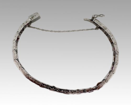 ANTIQUE RUSSIAN GARNET TOURMALINE ENGRAVED SILVER BRACELET C1890 - ADDITIONAL PHOTO 3