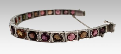 ANTIQUE RUSSIAN GARNET TOURMALINE ENGRAVED SILVER BRACELET C1890 - ADDITIONAL PHOTO 5