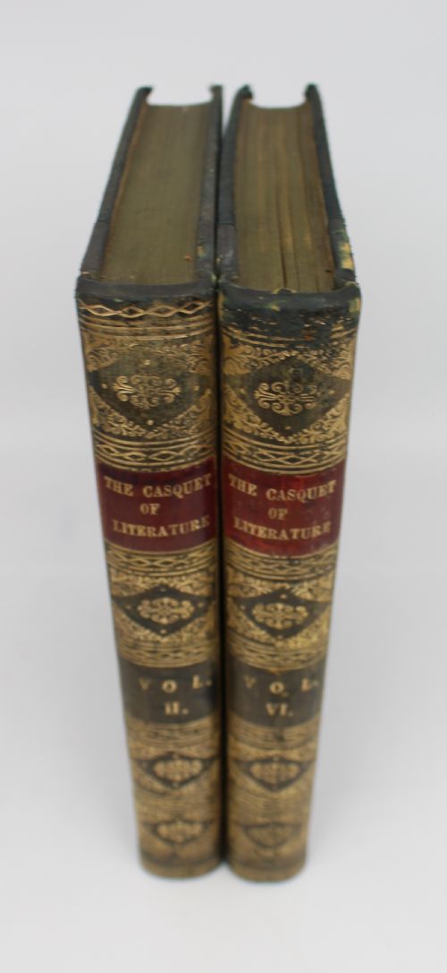 pair of antique leatherbound books the casquet of literature volumes ii vi - CATEGORY: ANTIQUE ART - DATED 19TH CENTURY