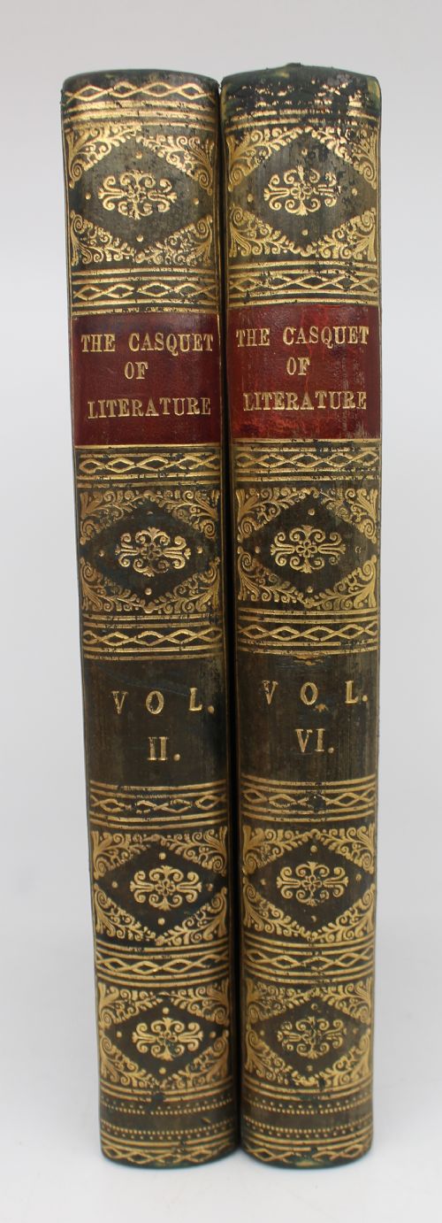 PAIR OF ANTIQUE LEATHERBOUND BOOKS THE CASQUET OF LITERATURE VOLUMES II VI - ADDITIONAL PHOTO 1