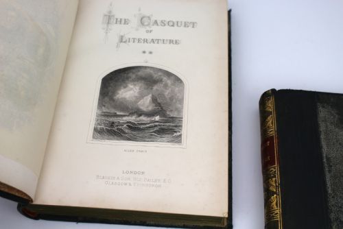 PAIR OF ANTIQUE LEATHERBOUND BOOKS THE CASQUET OF LITERATURE VOLUMES II VI - ADDITIONAL PHOTO 5