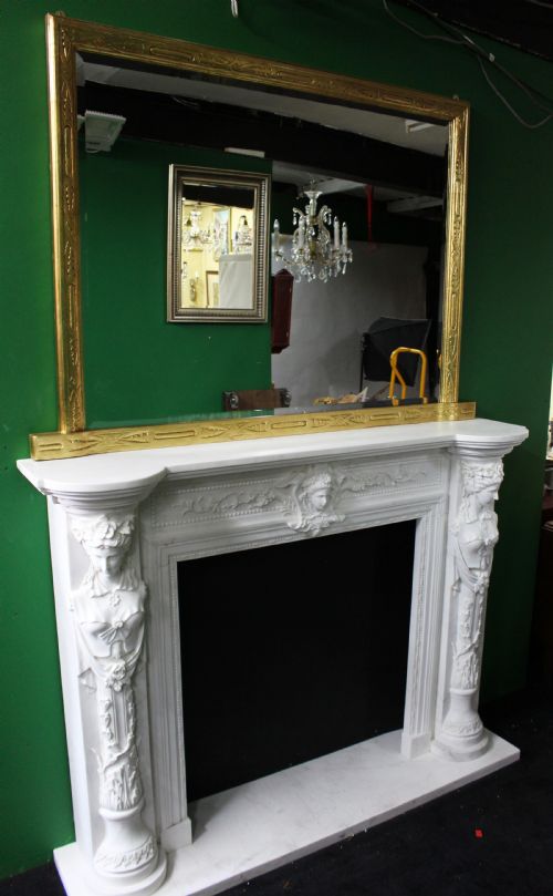 LARGE ANTIQUE GILT CARVED WOOD OVERMANTEL MIRROR C1900 - ADDITIONAL PHOTO 3