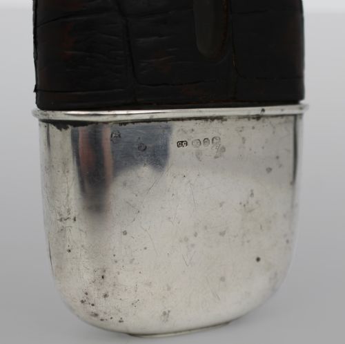 ANTIQUE VICTORIAN SILVER LEATHER HIP FLASK BIRMINGHAM 189091 - ADDITIONAL PHOTO 9