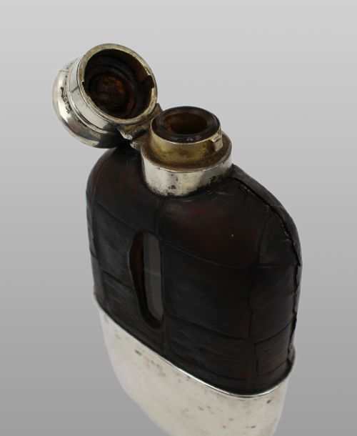 ANTIQUE VICTORIAN SILVER LEATHER HIP FLASK BIRMINGHAM 189091 - ADDITIONAL PHOTO 15