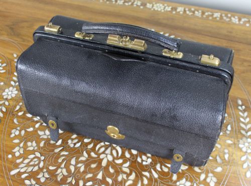 EDWARDIAN BLACK LEATHER GLADSTONE BAG WITH DOCUMENT WALLETS - ADDITIONAL PHOTO 1