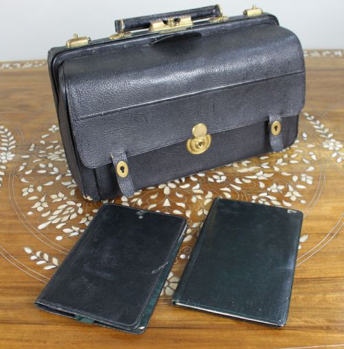 EDWARDIAN BLACK LEATHER GLADSTONE BAG WITH DOCUMENT WALLETS - ADDITIONAL PHOTO 9