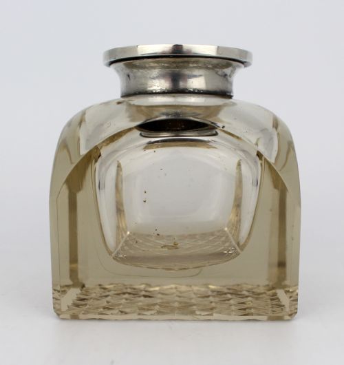 FINE ANTIQUE SILVER AND CUT GLASS INKWELL C1916 - ADDITIONAL PHOTO 14