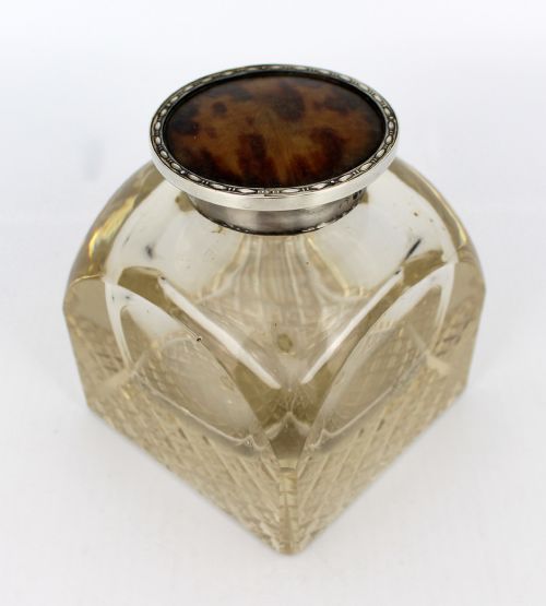 FINE ANTIQUE SILVER AND CUT GLASS INKWELL C1916 - ADDITIONAL PHOTO 15