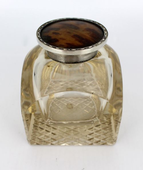 FINE ANTIQUE SILVER AND CUT GLASS INKWELL C1916 - ADDITIONAL PHOTO 16