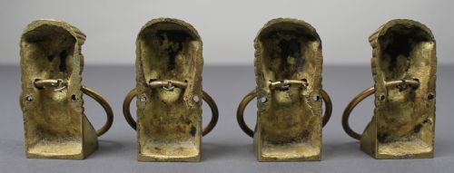SET OF FOUR ANTIQUE BRASS CLASSICAL FEMALE HEAD RING HANDLES - ADDITIONAL PHOTO 2